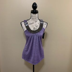 BCX Purple Marled Studded Collar Sleeveless Top Size Medium Tank Top
